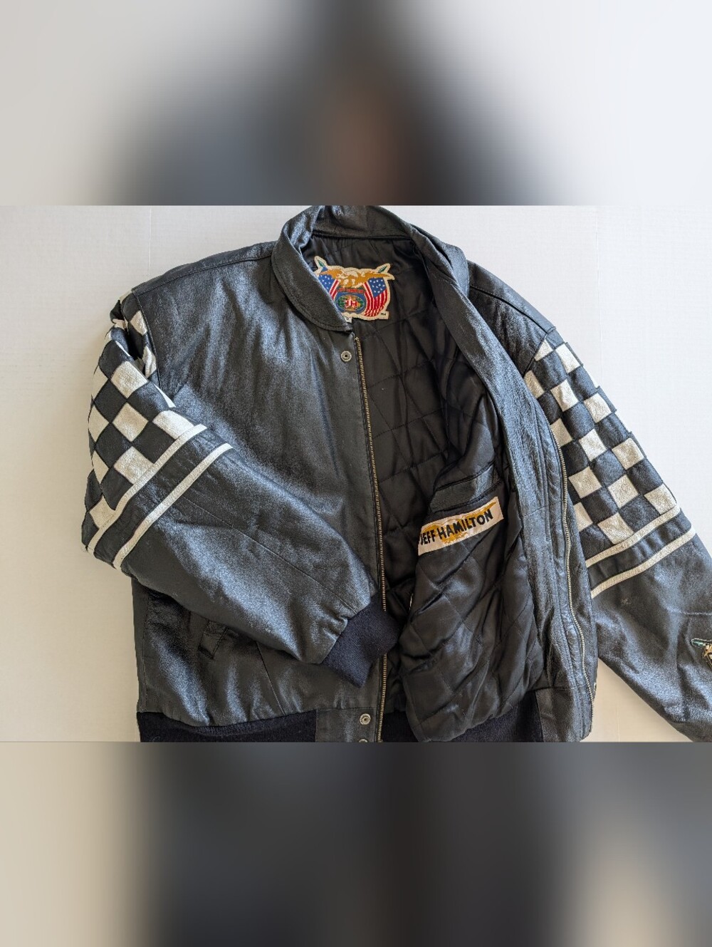 ​🏁 VTG Jeff Hamilton NASCAR 50th Anniversary Leather Racing Jacket - Picture 8 of 15